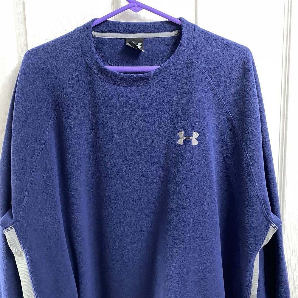 Under Armour Men Navy‎ blue&Gray Fleece Long Sleeve Pullover Top Sweatshirt Sz.L